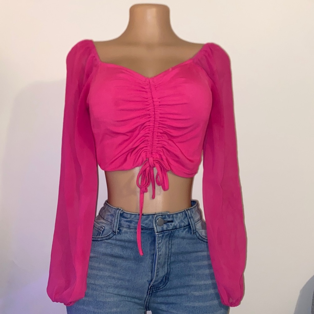 Elegant Pink Ruched Women's Top